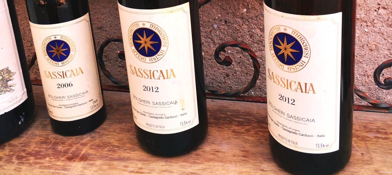sassicaia bottles in Bolgheri - Bolgheri Super Tuscan wine tour